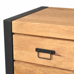 Bureau 3 tiroirs bois clair et structure métal MILORA