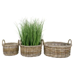Cache-pot bas en rotin (lot de 2)