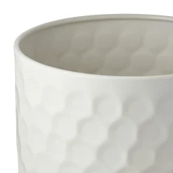 Cache-pot décoratif salon métal blanc design nid d'abeille