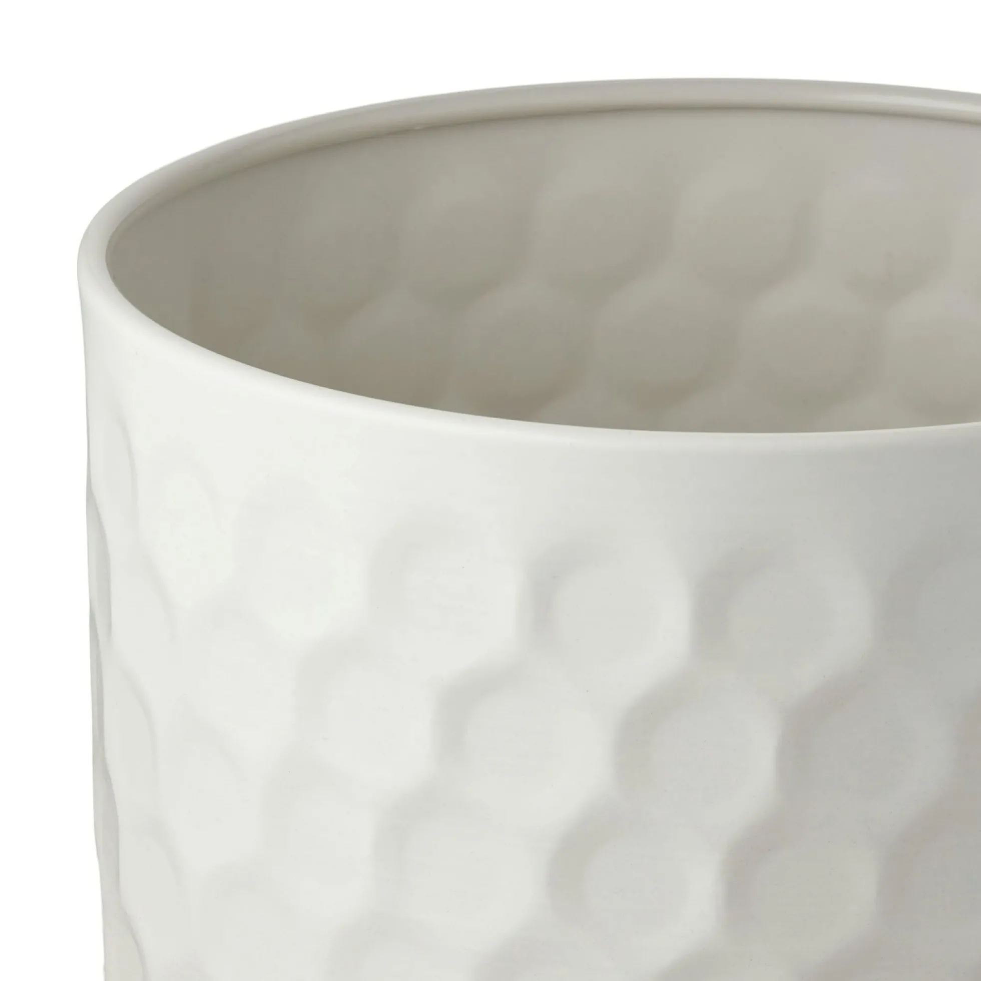 Cache-pot décoratif salon métal blanc design nid d'abeille