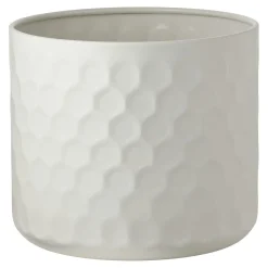 Cache-pot décoratif salon métal blanc design nid d'abeille