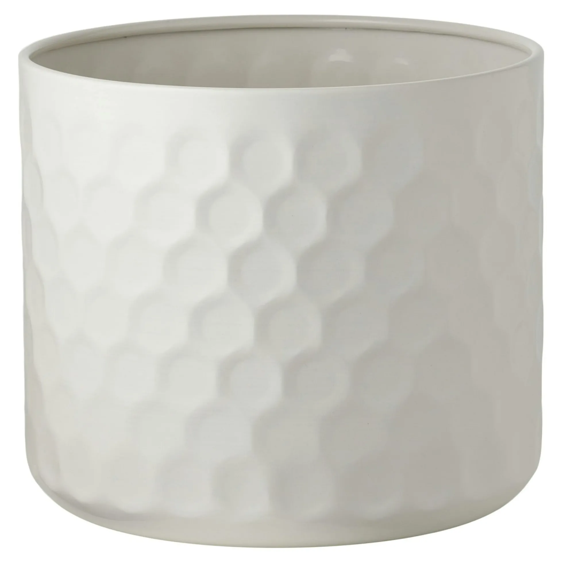 Cache-pot décoratif salon métal blanc design nid d'abeille