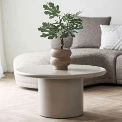 Cache-pot design organique céramique beige H 17,5 cm