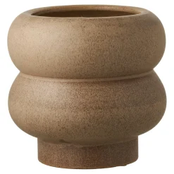 Cache-pot design organique céramique beige H 17,5 cm