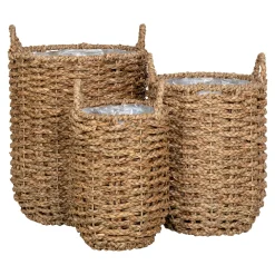 Cache-pot en jonc de mer avec anses (lot de 3)