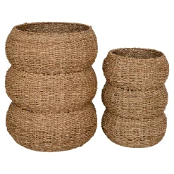 Cache-pot en jonc de mer pour grandes plantes, forme ronde (lot de 2)
