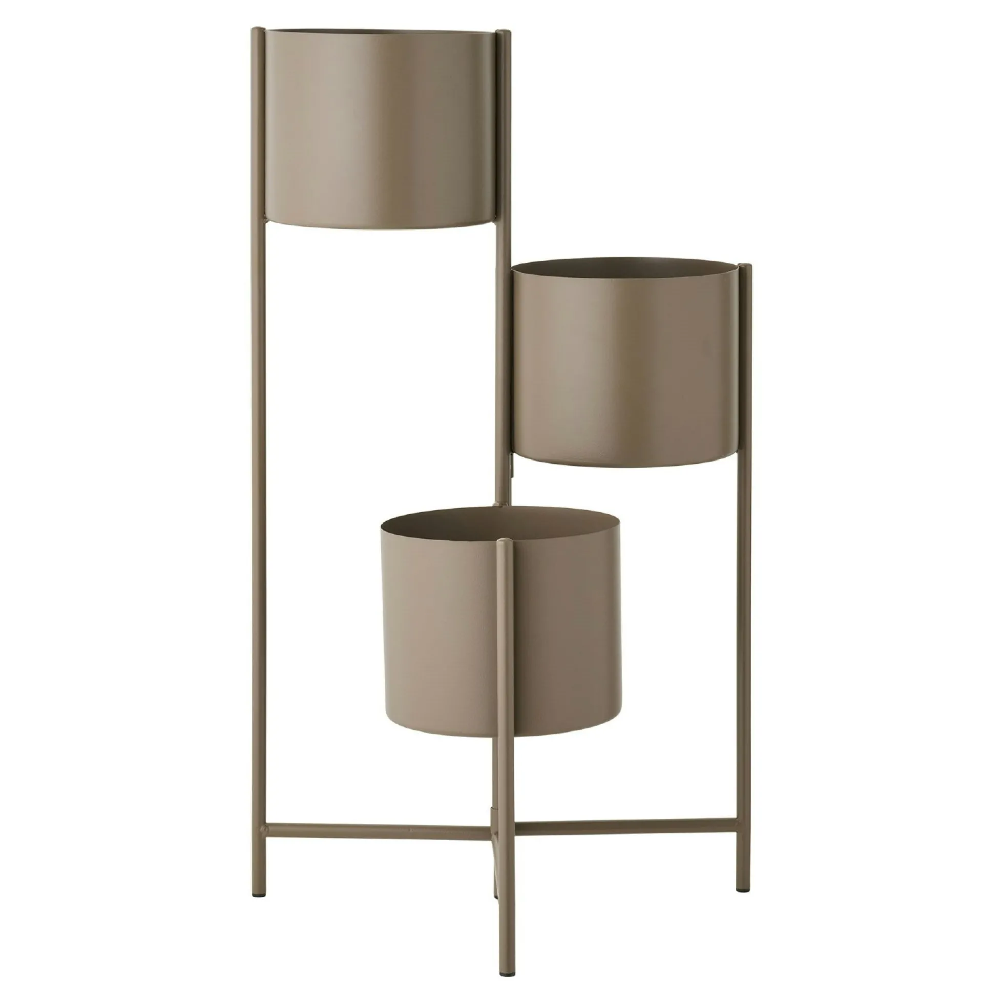 Cache-pot haut salon en métal marron, 3 contenants
