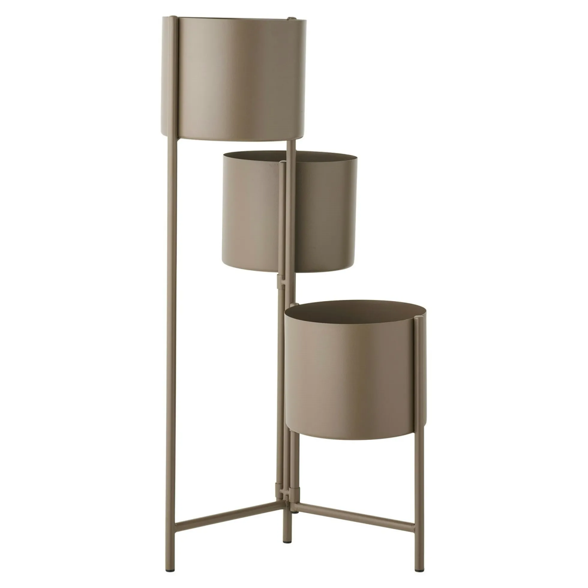 Cache-pot haut salon en métal marron, 3 contenants