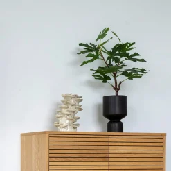 Cache-pot intérieur noir design sablier H 23,5 cm