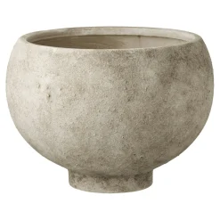 Cache-pot intérieur rond effet pierre naturelle grise H 19, 5 cm