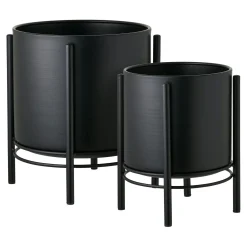 Cache-pot noir design sur petits pieds (lot de 2)