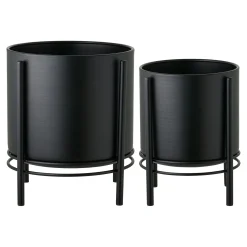 Cache-pot noir design sur petits pieds (lot de 2)