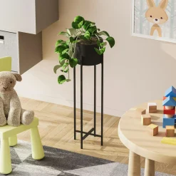 Cache-pot sur pied en métal noir – style moderne, 78 cm