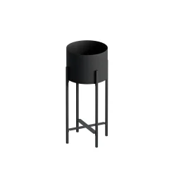 Cache-pot sur pied en métal noir – style moderne