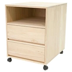 Caisson de bureau roulettes hévéa 2 tiroirs 60cm OLGA