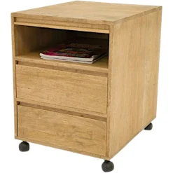 Caisson de bureau roulettes hévéa 2 tiroirs 60cm OLGA