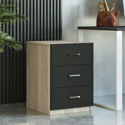 Caisson de bureau 3 tiroirs effet chêne et gris MARFA