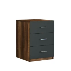 Caisson de bureau 3 tiroirs effet noyer et gris MARFA