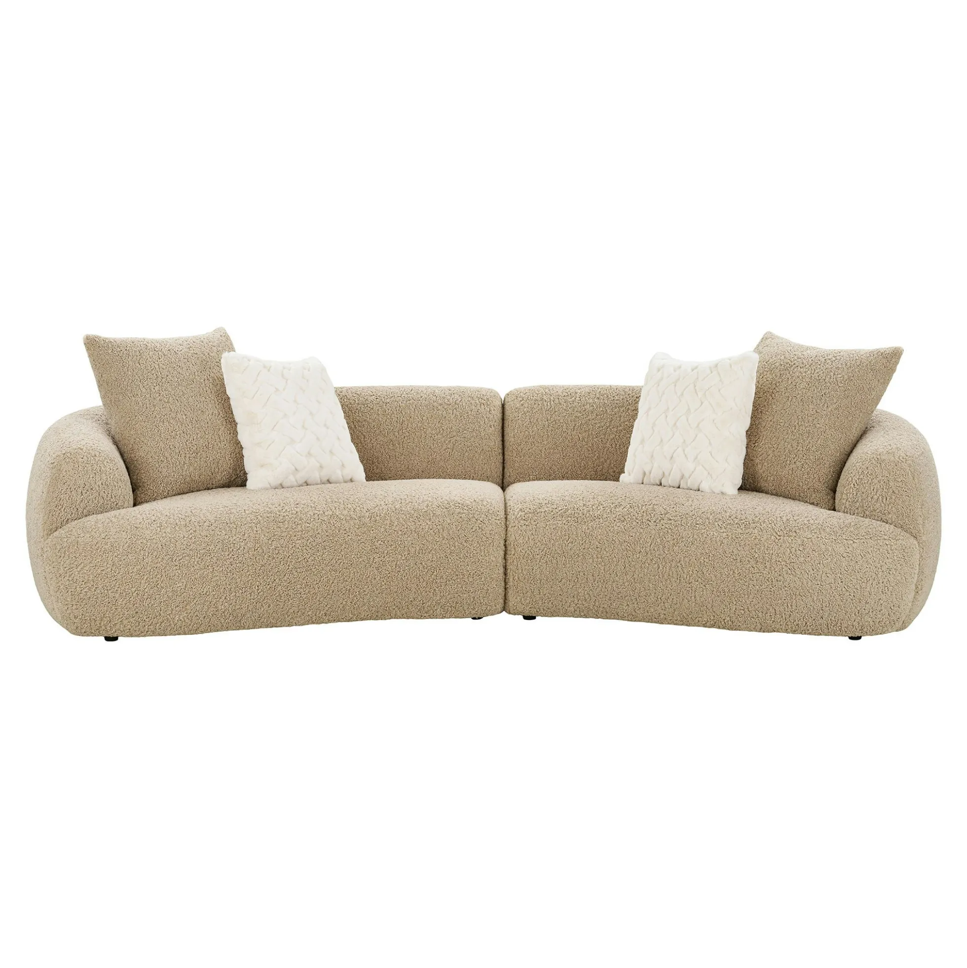 Canapé bouclette beige 3 places 4 coussins assortis NAMSOS