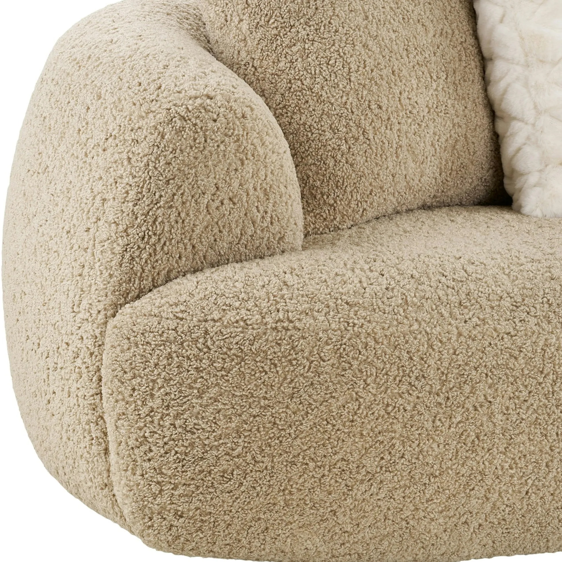 Canapé bouclette beige 3 places 4 coussins assortis NAMSOS