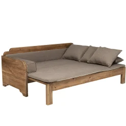 Canapé convertible en bois recyclé coussins taupe DENVER