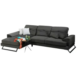 Canapé d'angle anthracite - dossier inclinable, côté gauche MILO