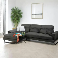 Canapé d'angle anthracite - dossier inclinable, côté gauche MILO