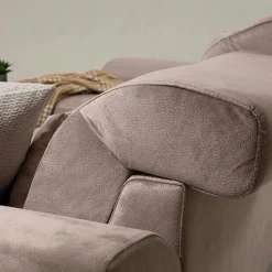 Canapé d'angle beige - dossier inclinable, côté gauche MILO