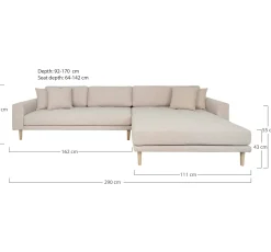 Canapé d'angle beige sable - côté droit, 290 cm ROTTERDAM