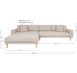 Canapé d'angle beige sable - côté gauche, 290 cm ROTTERDAM