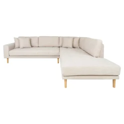 Canapé d'angle beige sable - pieds bois, côté droit ROTTERDAM