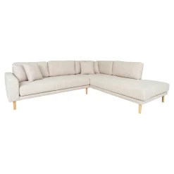 Canapé d'angle beige sable - pieds bois, côté droit ROTTERDAM