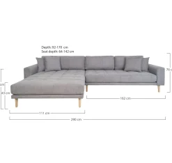 Canapé d'angle gris clair - côté gauche, 290 cm ROTTERDAM