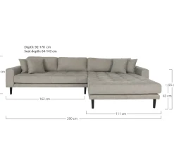 Canapé d'angle gris minéral - côté droit, 290 cm ROTTERDAM