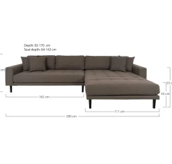 Canapé d'angle marron - côté droit, 290 cm ROTTERDAM