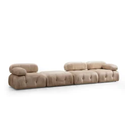 Canapé d'angle modulable beige - tissu velours RONDA