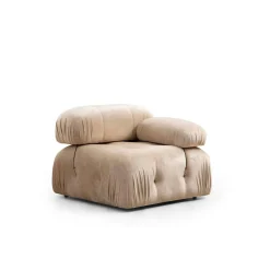 Canapé d'angle modulable beige - tissu velours RONDA