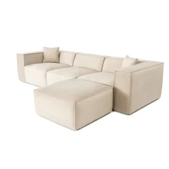 Canapé d'angle modulable beige, tissu lin OSTUNI