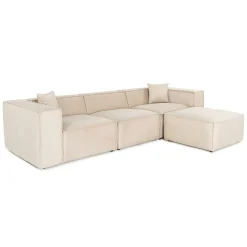 Canapé d'angle modulable beige, tissu lin OSTUNI