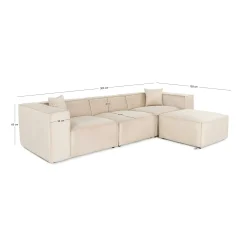 Canapé d'angle modulable beige, tissu lin OSTUNI