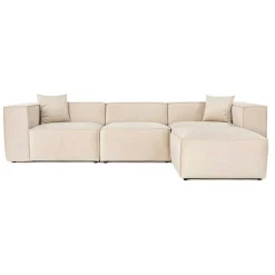 Canapé d'angle modulable beige, tissu lin OSTUNI
