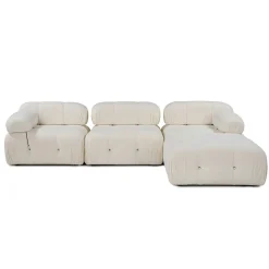 Canapé d'angle modulable écru - tissu bouclette RONDA
