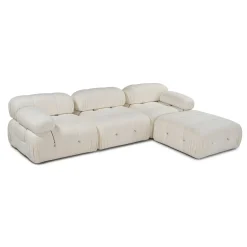 Canapé d'angle modulable écru - tissu bouclette RONDA