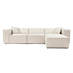 Canapé d'angle modulable écru - tissu lin OSTUNI