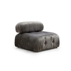 Canapé d'angle modulable gris - tissu velours RONDA