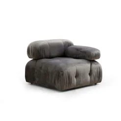 Canapé d'angle modulable gris - tissu velours RONDA