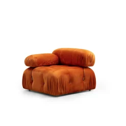 Canapé d'angle modulable orange - tissu velours RONDA