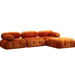 Canapé d'angle modulable orange - tissu velours RONDA