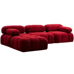 Canapé d'angle modulable rouge - tissu bouclette RONDA