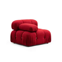 Canapé d'angle modulable rouge - tissu bouclette RONDA